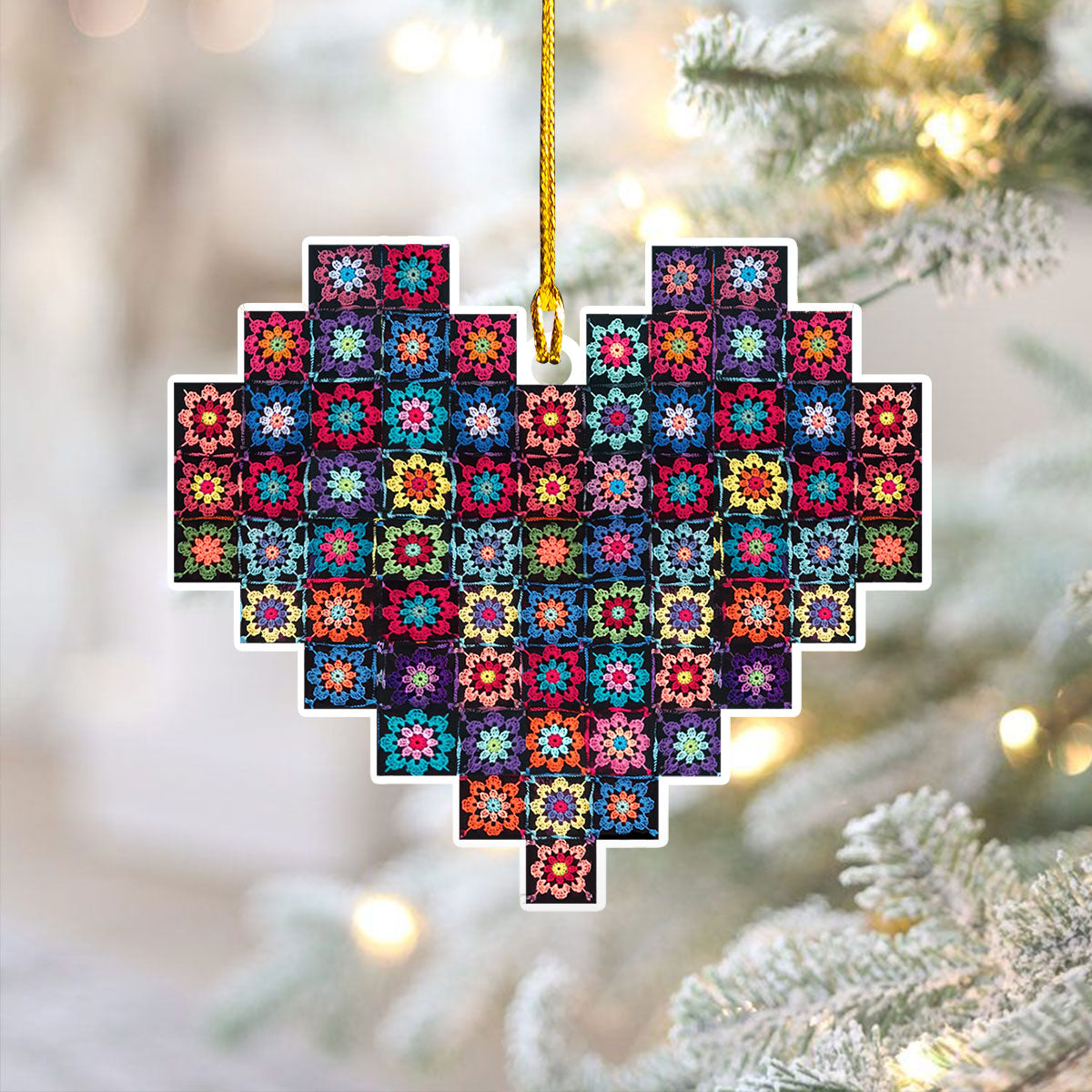 Shineful 2D Acrylic Ornament - Crochet Heart Harmony