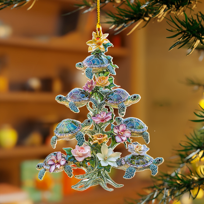 Shineful 2D Acrylic Ornament - Sea Turtle Holiday Tree