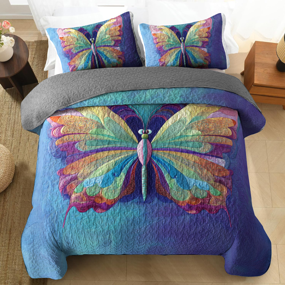 Shineful All Season Quilt 3-Piece Set - Butterfly