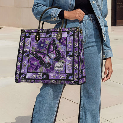 Shineful Leather Bag Gorgeous Purple Butterfly Flowers