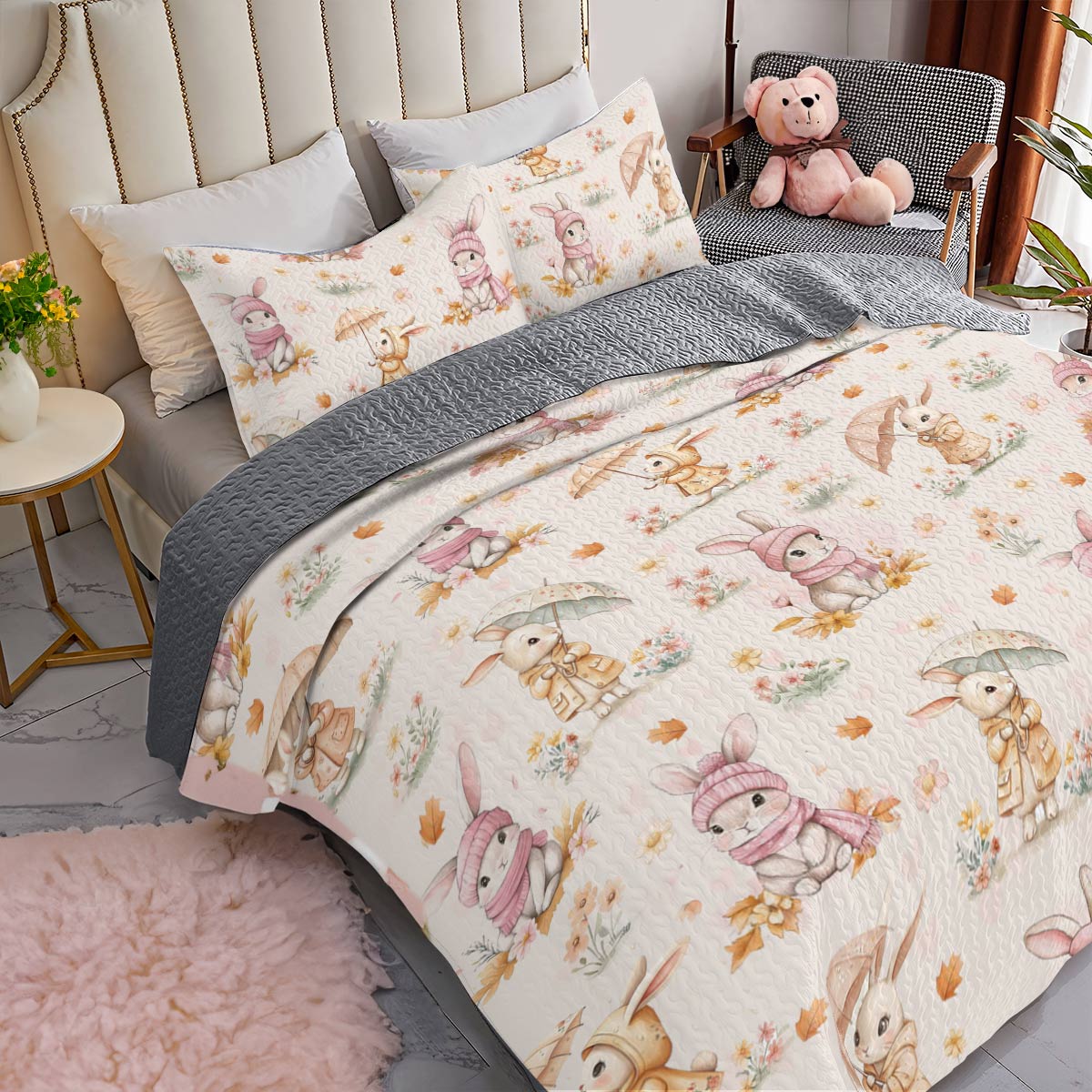 Shineful All Season Quilt 3-Piece Set Bunny Bunch