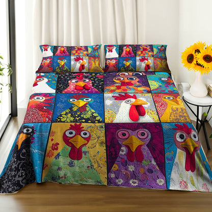 Shineful 4-Piece Bed Sheet Set Radiant Chicken