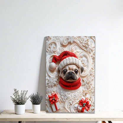 Shineful 2D Metal Sign Snowy Christmas Pug