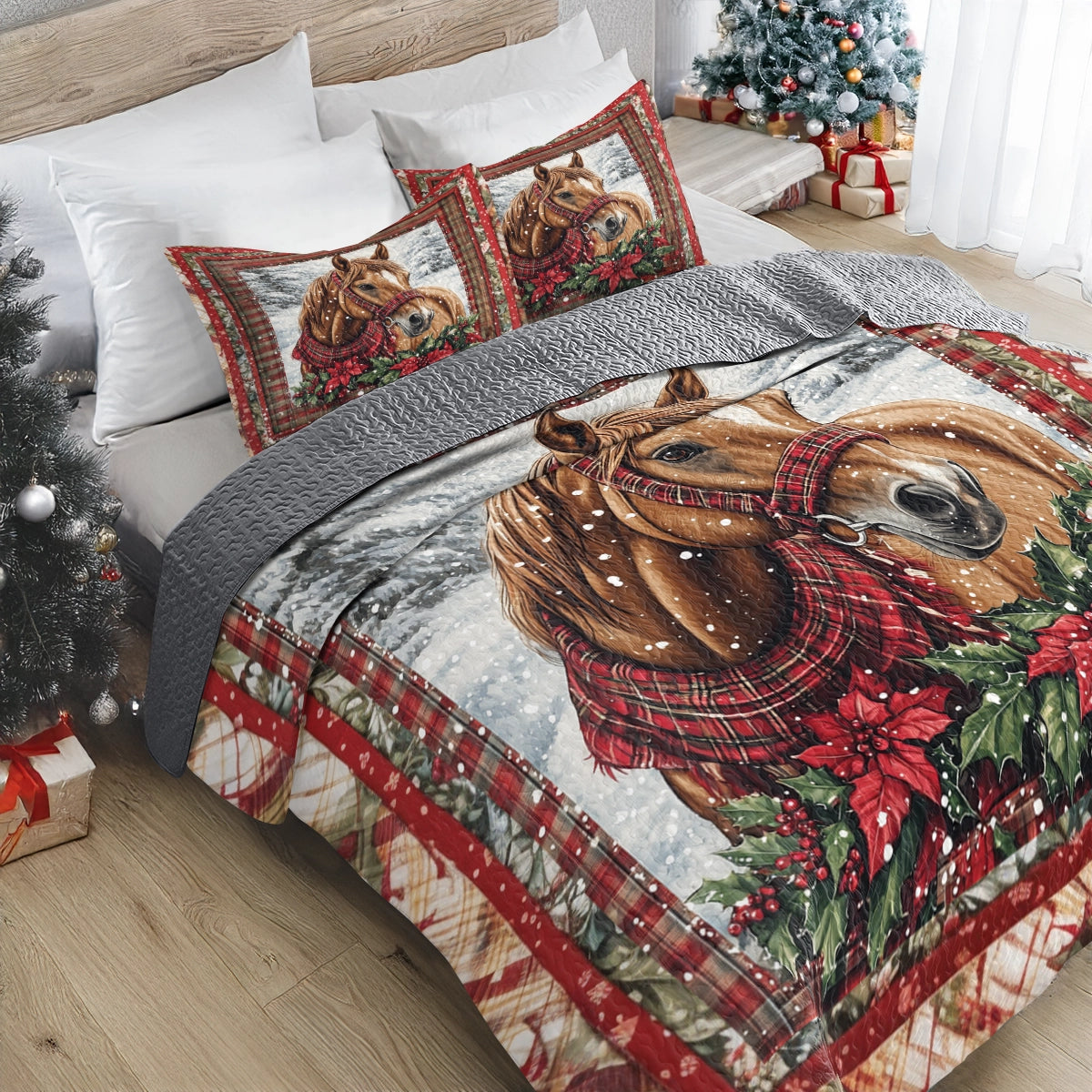 Shineful All Season Quilt 3-teiliges Set - Rustikales, elegantes Pferd