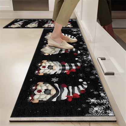 Shineful Ultra-Thin Non Skid Floor Mat, Kitchen Rugs Festive Gnome Family