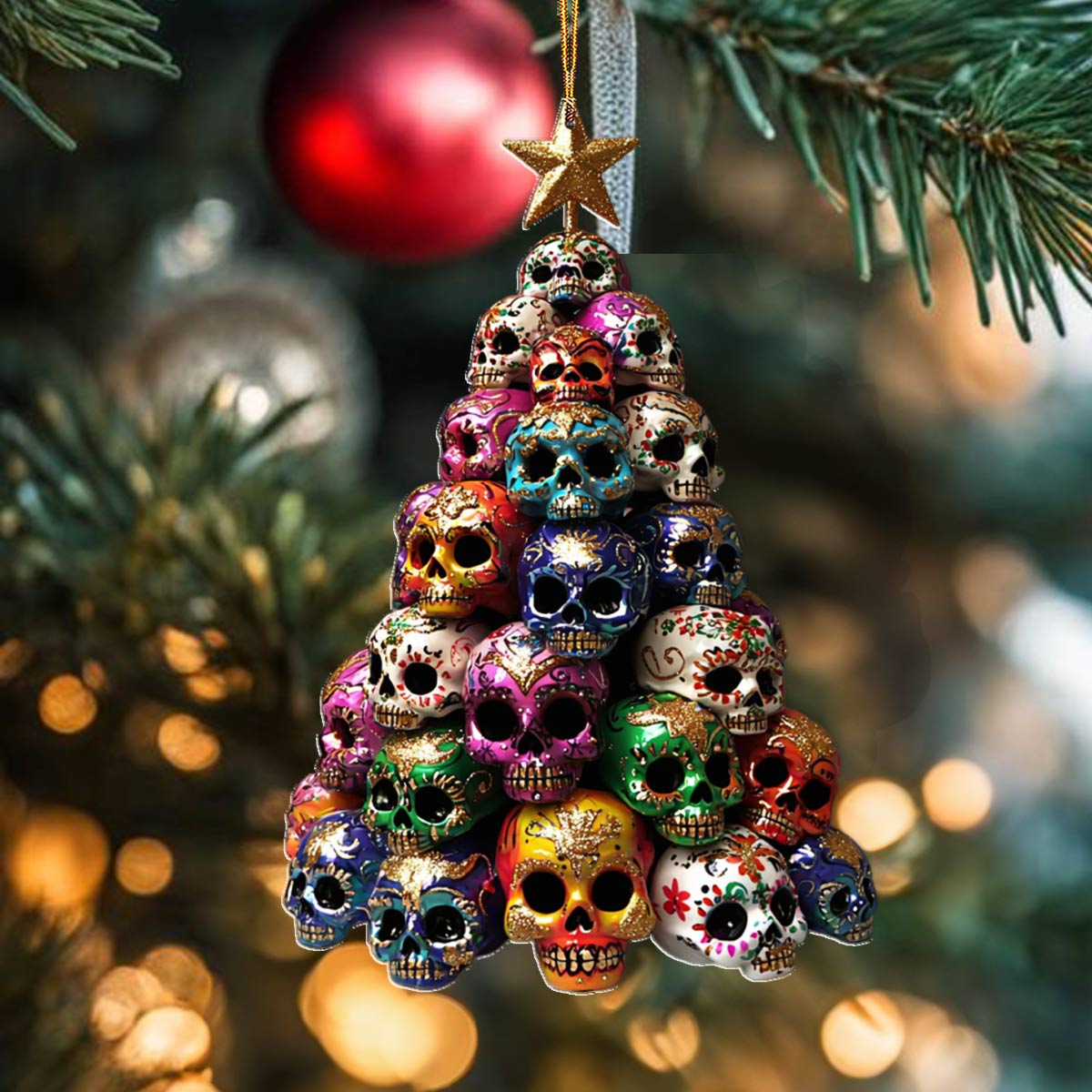 Shineful 2D Acrylic Ornament Gorgeous Skulls Christmas Tree Lovely