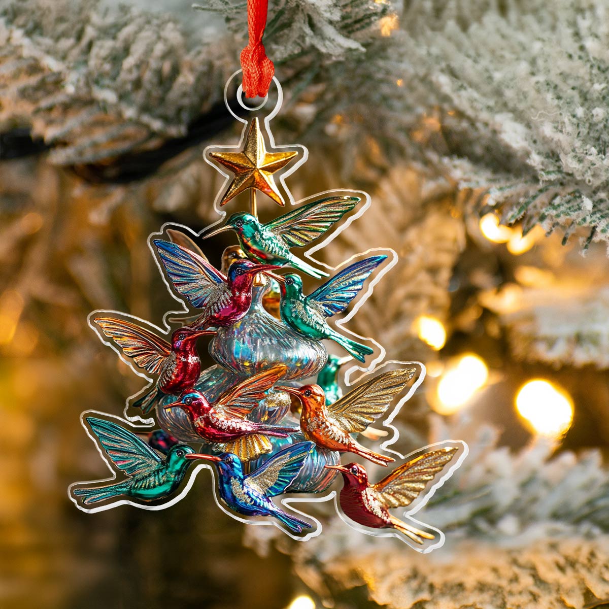 Glänzendes 2D-Acryl-Ornament „Kolibri“ Weihnachtsbaum