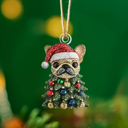 Shineful 2D Acrylic Ornament - Frenchie Christmas Tree