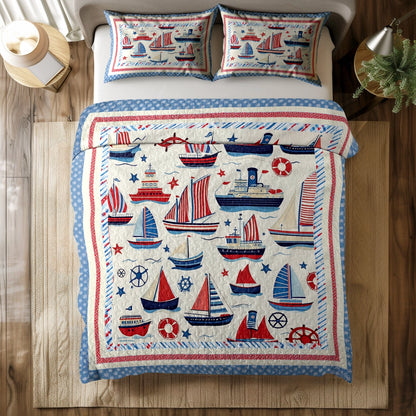 Ensemble de courtepointe toutes saisons Shineful 3 pièces - Sail Away Cozy