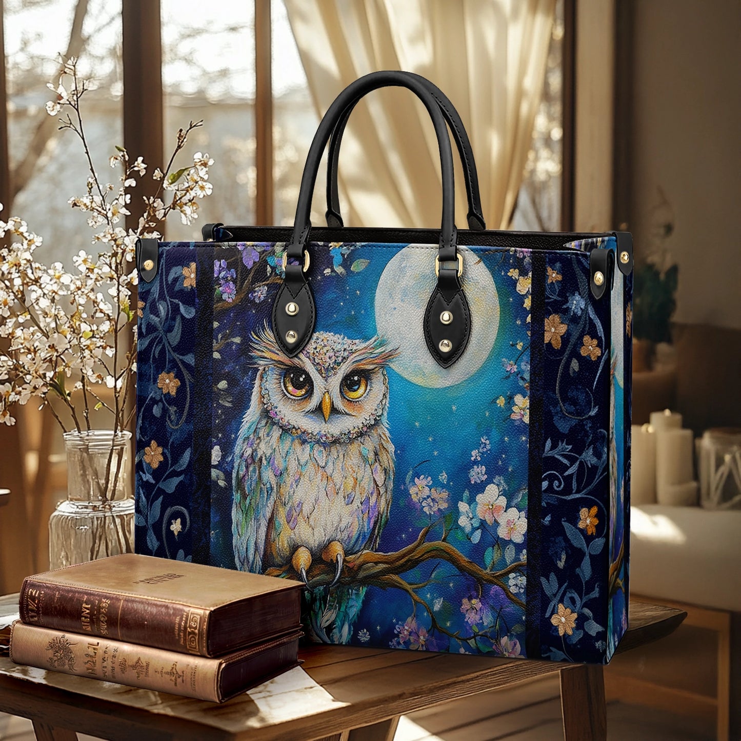 Shineful Leather Bag Moonlit Wisdom Owl