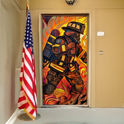 Shineful Door Cover -  Firefighter’s Heroic Entrance