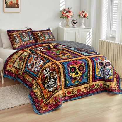 Shineful All Season Quilt 3-Piece Set Sugar Skull Fiesta