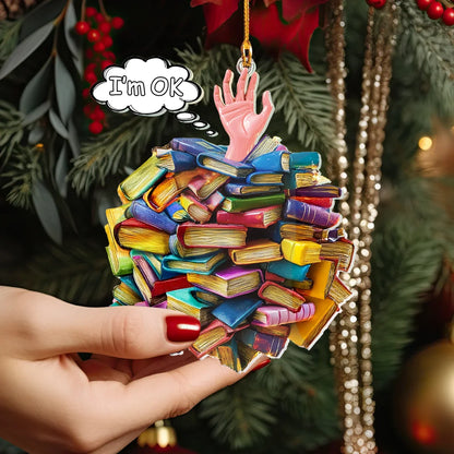 Shineful 2D Acrylic Ornament I’m OK Book Stack