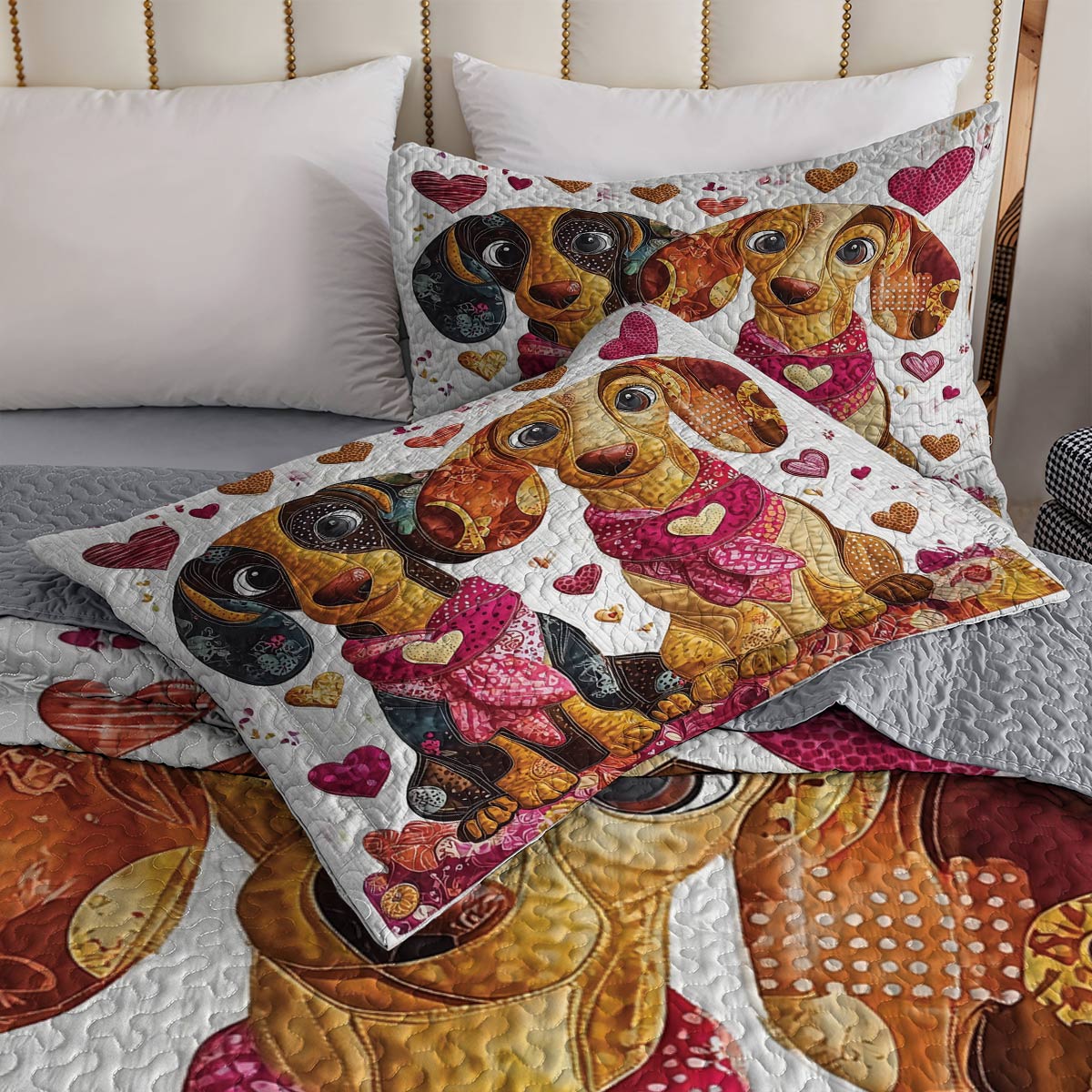 Shineful All Season Quilt 3-Piece Set - Lovely Dachshund