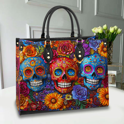 Shineful Leather Bag Vibrant Sugar Skull