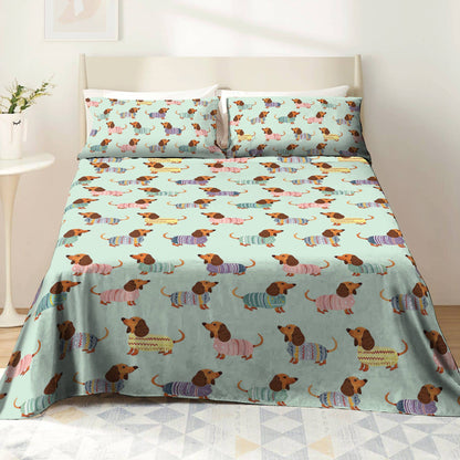 Shineful 4-Piece Bed Sheet Set Colorful Dachshunds