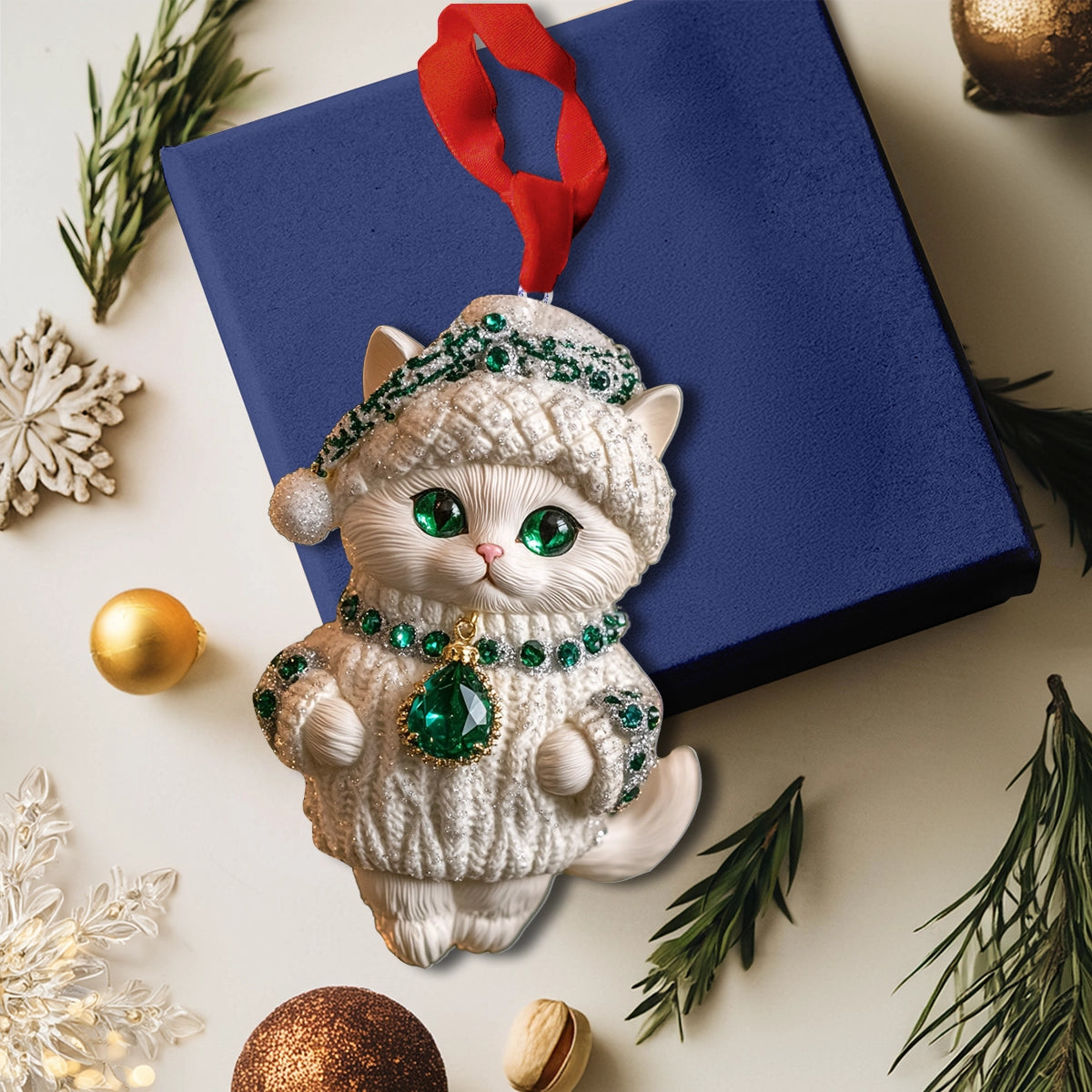 Shineful 2D Acrylic Ornament Emerald Frost Kitty