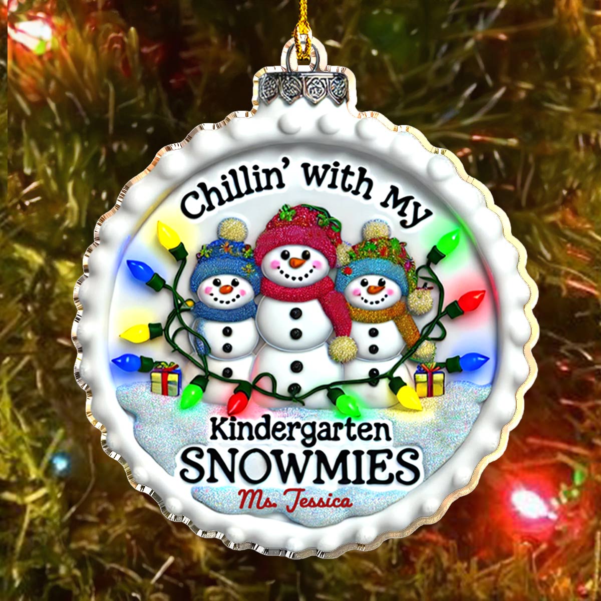 Shineful Acrylic Ornament Personalized Chill'in With My Kindergarten Snowmies