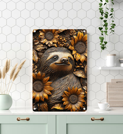 Shineful 2D Metal Sign Sloth With Sunflower