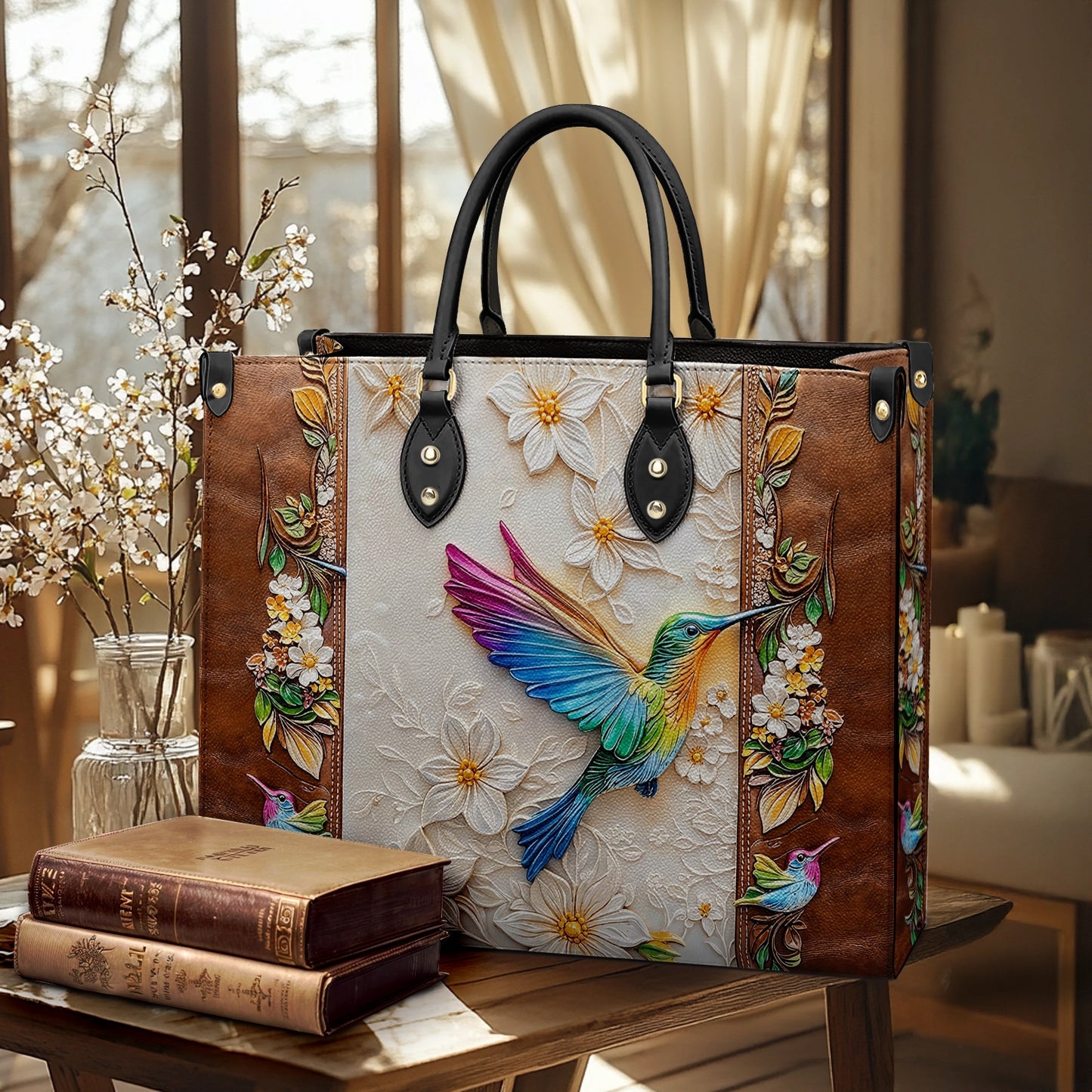 Shineful Leather Bag Fluttering Blooms