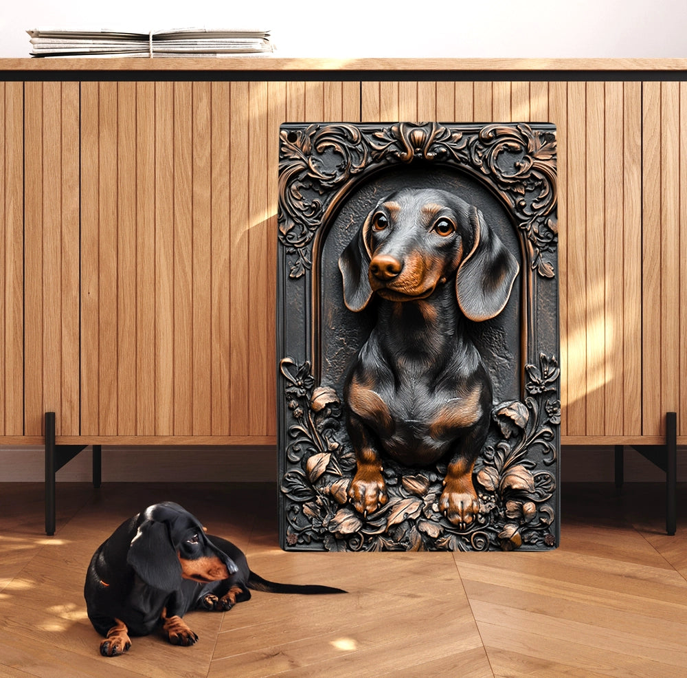 Shineful 2D Metal Sign Vintage Floral Dachshund