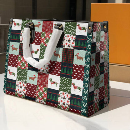 Glänzende Ledertasche Dackel Weihnachten