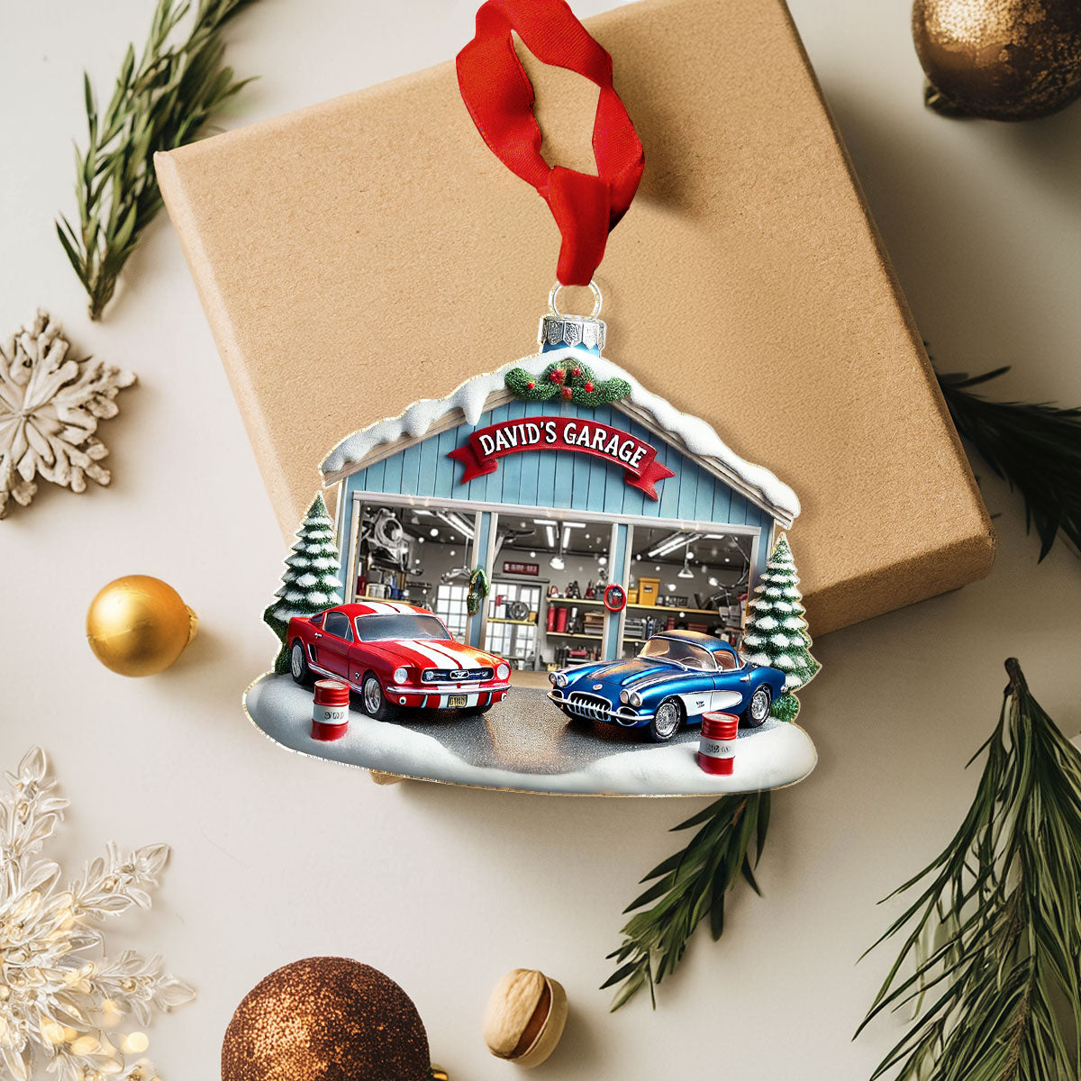 Shineful 2D Acrylic Ornament Personalized Classic Car Garage