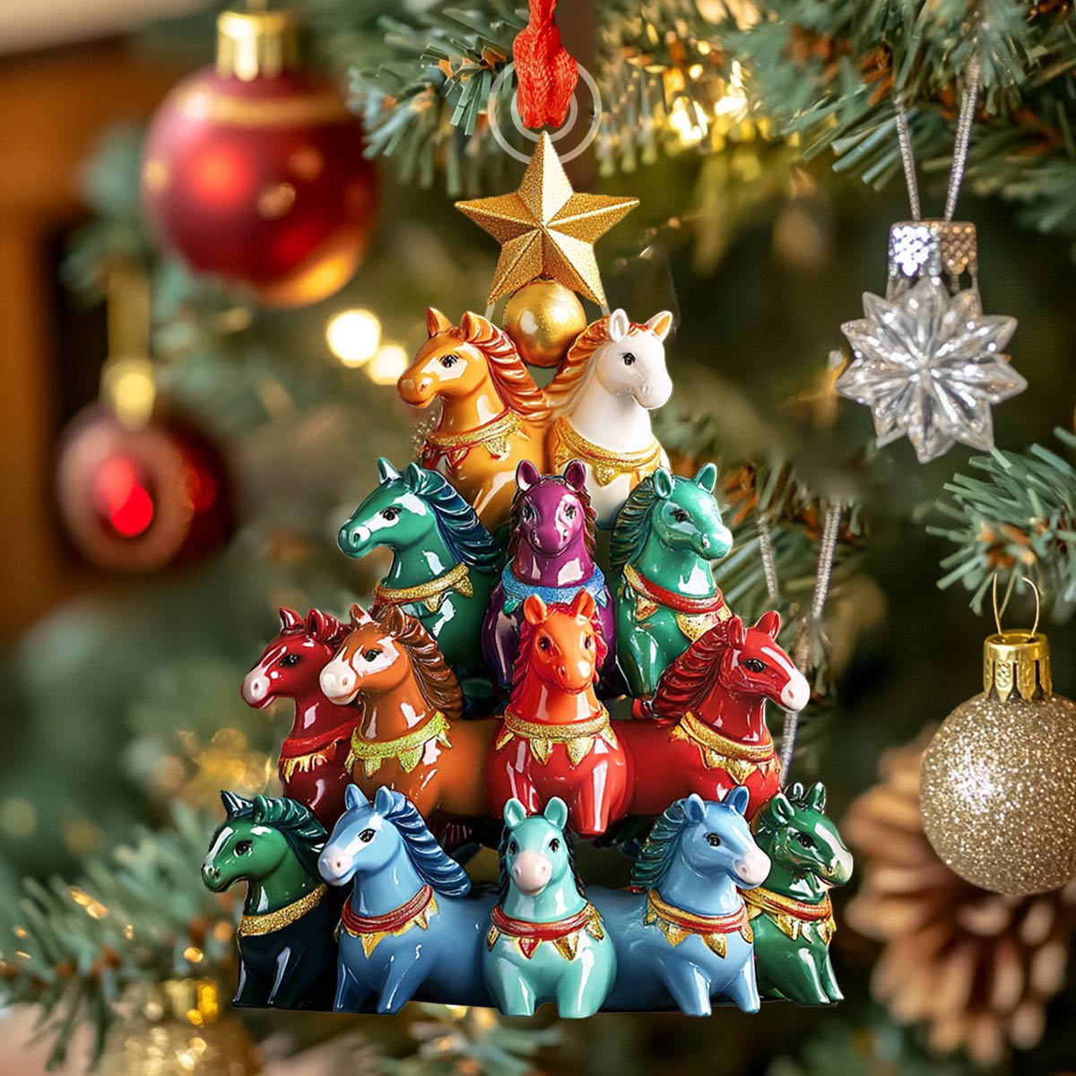 Shineful 2D Acrylic Ornament Horse Christmas Tree