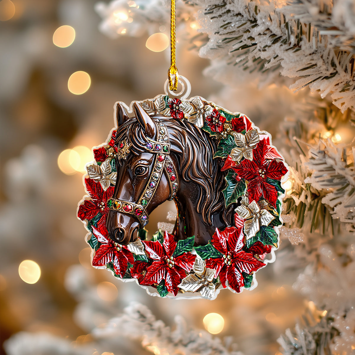 Shineful 2D Acrylic Ornament Poinsettia Majestic Horse Collection