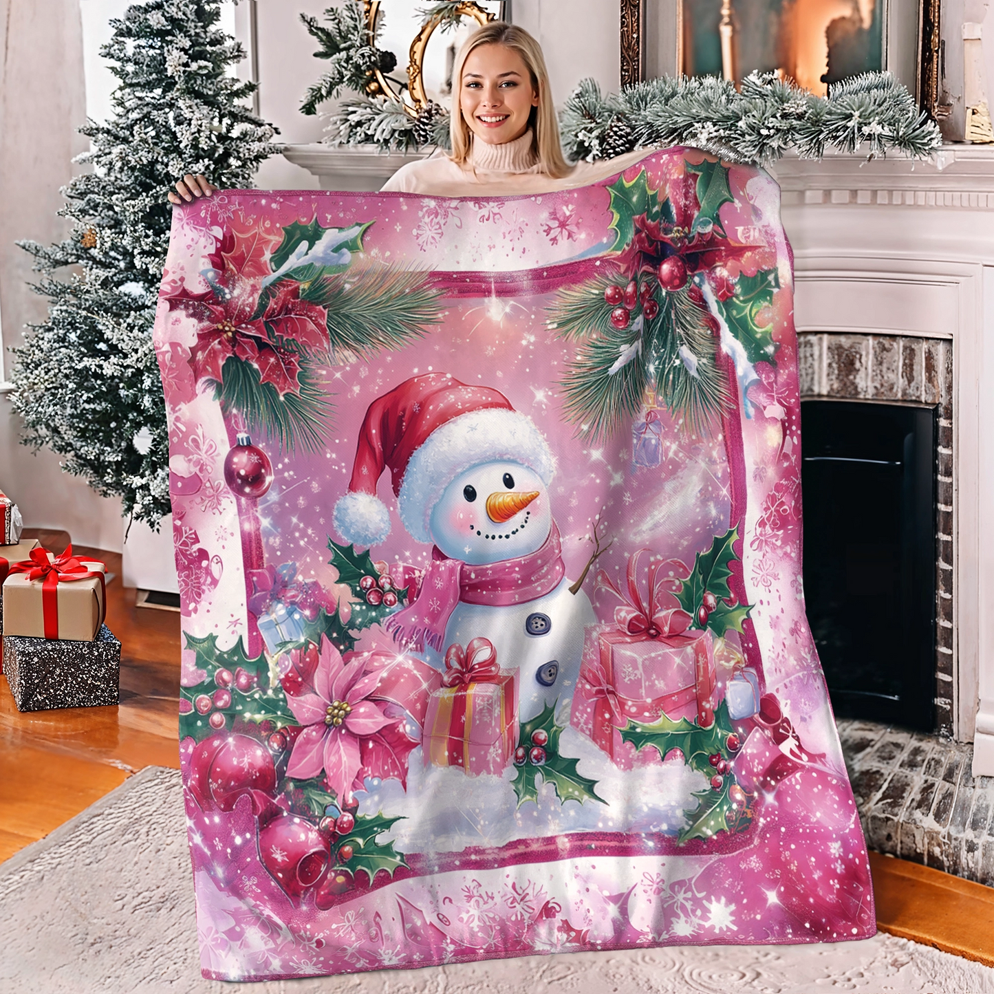 Shineful Fleece Blanket Jolly Snowman Christmas