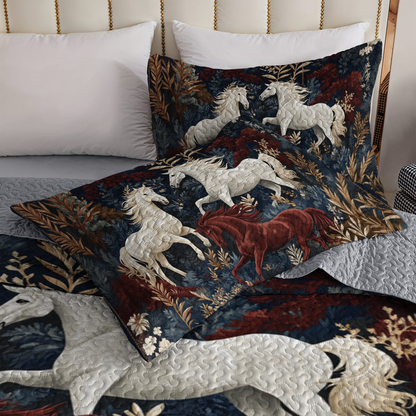 Shineful All Season Quilt 3-Piece Set - Wild Elegance Horse