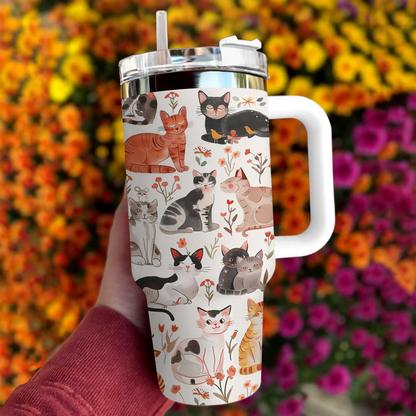 Shineful Tumbler Flowers Cats