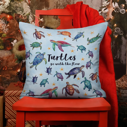 Shineful 2D Print Cushion Cover, Pillowcase, Pillows Covers - Sea Turtle Go With The Flow