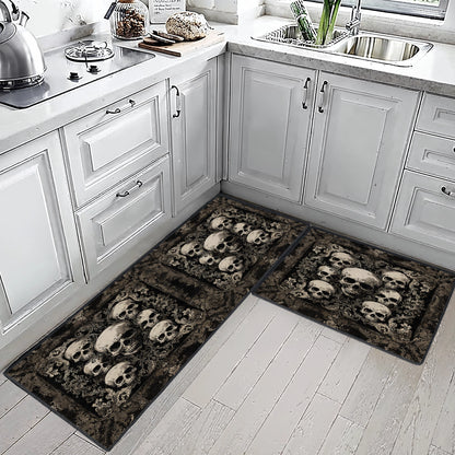 Shineful Ultra-Thin Non Skid Floor Mat, Kitchen Rugs Gothic Skull Majesty