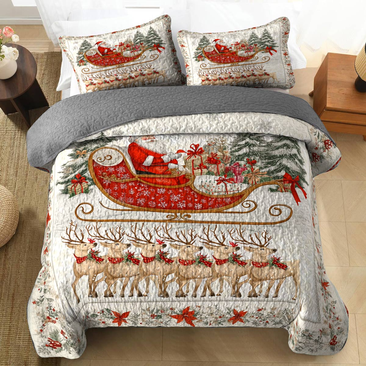 Shineful All Season Quilt 3-Piece Set Gentle Christmas Holiday