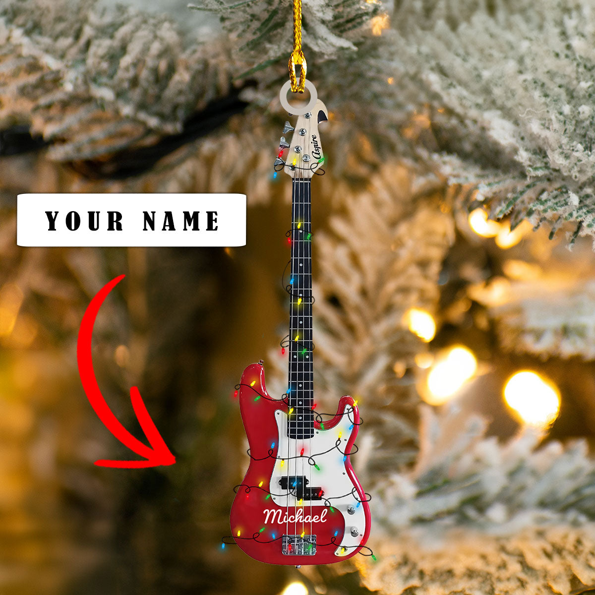 Shineful 2D Acrylic Ornament - Personalized Bass Guitar Collection Ornament