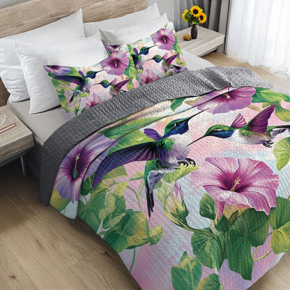 Shineful All Season Quilt 3-Piece Set Hummingbird Floral