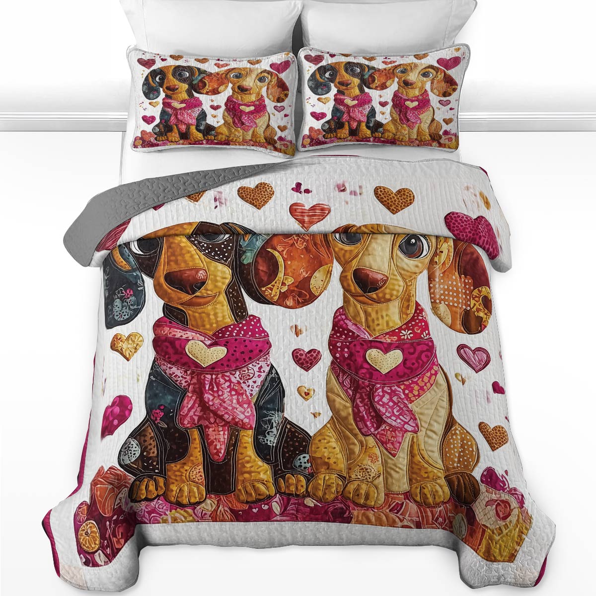 Shineful All Season Quilt 3-Piece Set - Lovely Dachshund