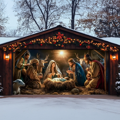 Shineful Garage Door Banner Decoration The Holy Family's Sacred Night