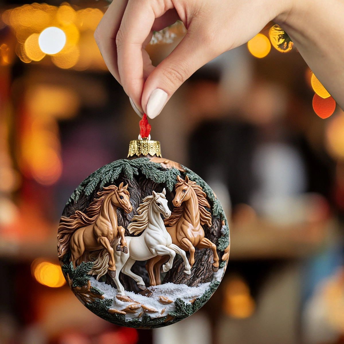 Shineful 2D Acrylic Ornament Majestic Horses Christmas