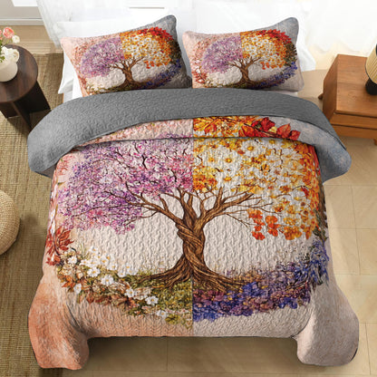 Shineful All Season Quilt 3-Piece Set Four Seasons Tree