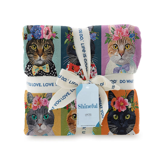 Shineful Fleece Blanket Floral Cat Fantasy