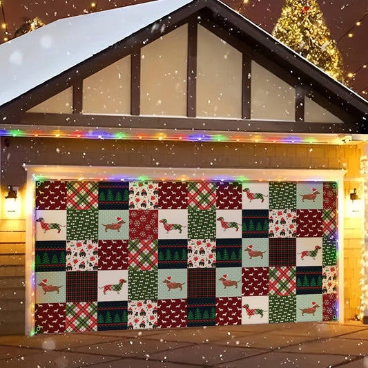 Shineful Garage Door Banner Decoration Dachshund Christmas