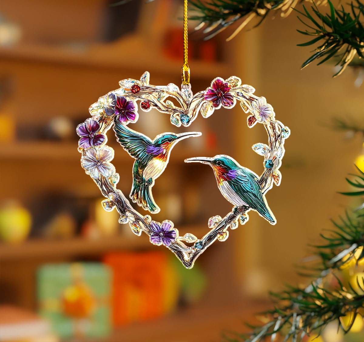 Shineful 2D Acrylic Ornament - Ethereal Hummingbird Elegance