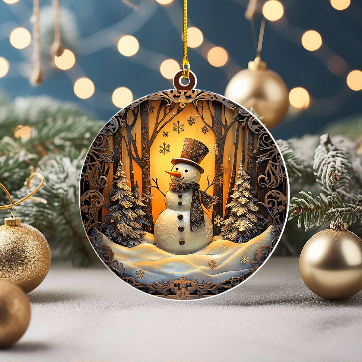 Shineful 2D Acrylic Ornament Frosted Snowman