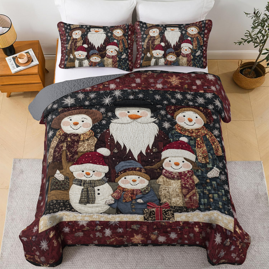 Shineful All Season Quilt 3-teiliges Set - Schneemannfamilie 