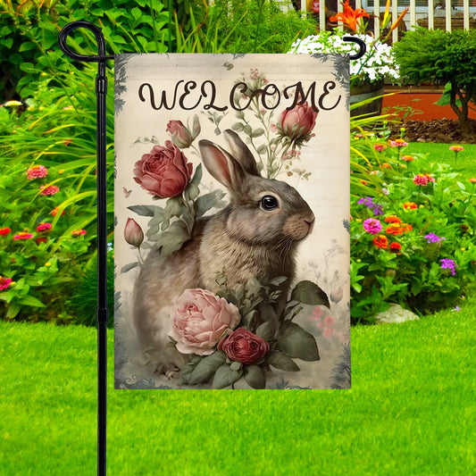 Shineful Garden Flag 12" x 18" Cottage Bunny Charm