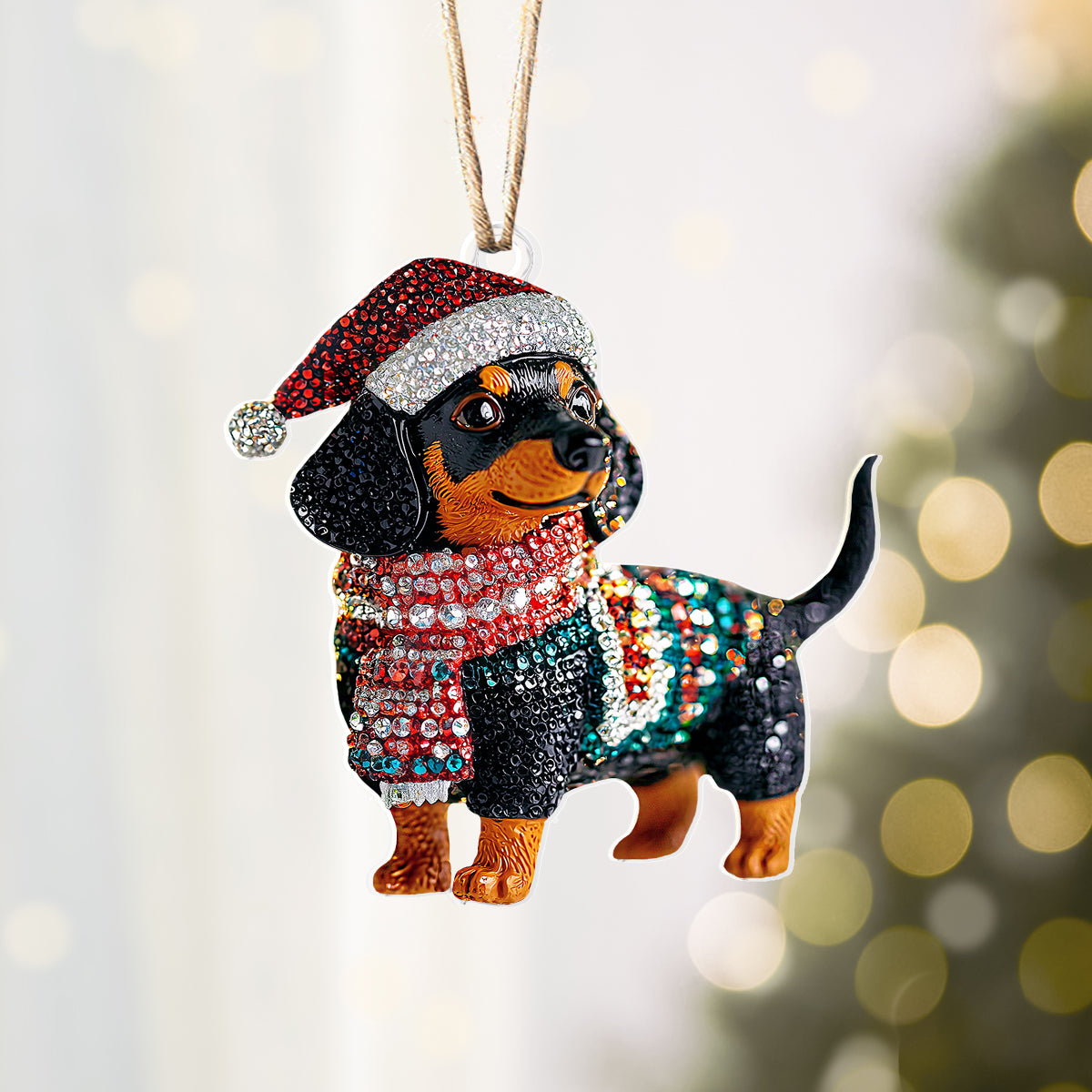 Shineful 2D Acrylic Ornament Christmas Dachshund Collection