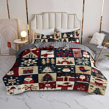 Shineful All Season Quilt 3-Piece Set Vintage Christmas Lovely