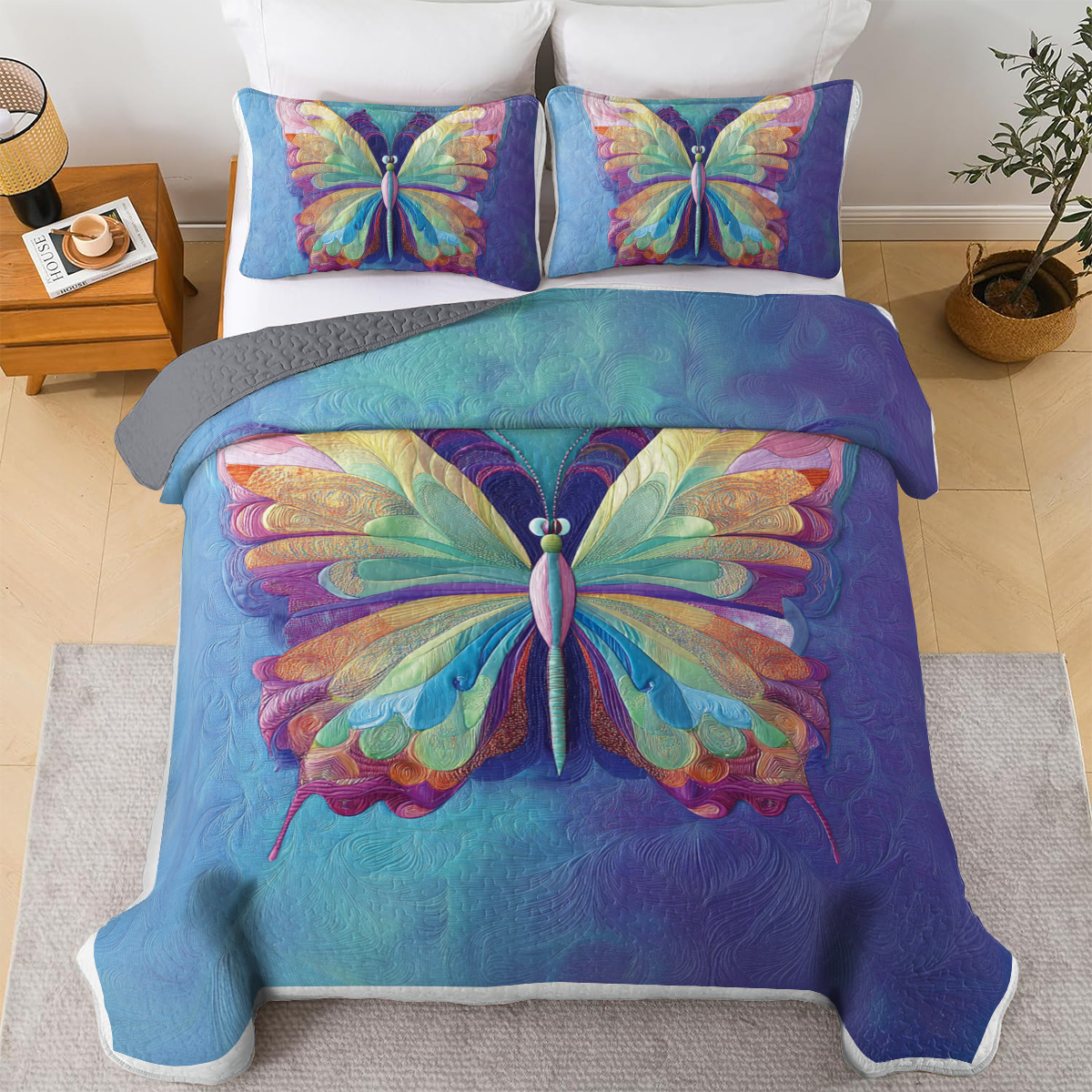 Shineful All Season Quilt 3-Piece Set - Butterfly